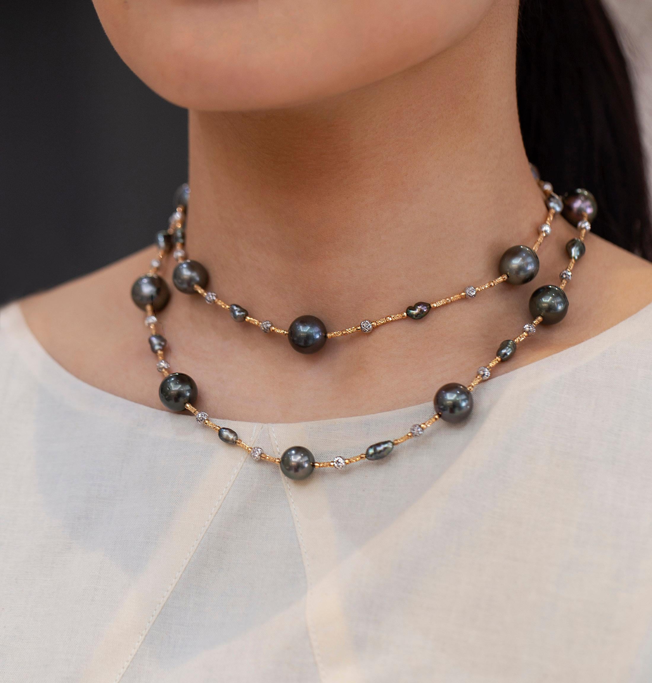 Roman Malakov, Multi-Function Tahitian Pearl Necklace For Sale 1