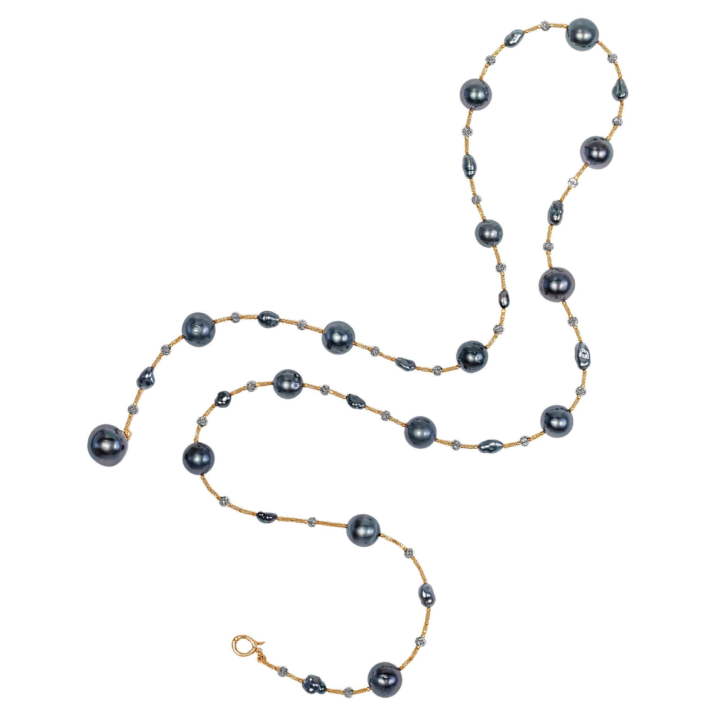 Roman Malakov, Multi-Function Tahitian Pearl Necklace For Sale