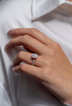Roman Malakov 0.60 Carat Oval Cut Diamond Halo Engagement Ring in Platinum