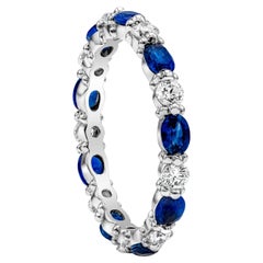 Roman Malakov, Oval Cut Sapphire and Round Diamond Eternity Wedding Band
