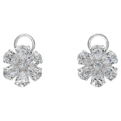 Roman Malakov, Pear Shape Diamond Flower Design Stud Earrings