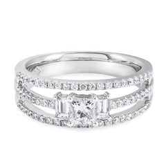 Roman Malakov 0.43 Carat Princess Cut Diamond Three-Row Engagement Ring