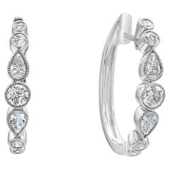 Roman Malakov Pendientes de aro con diamantes talla redonda y pera de 0,78 quilates totales