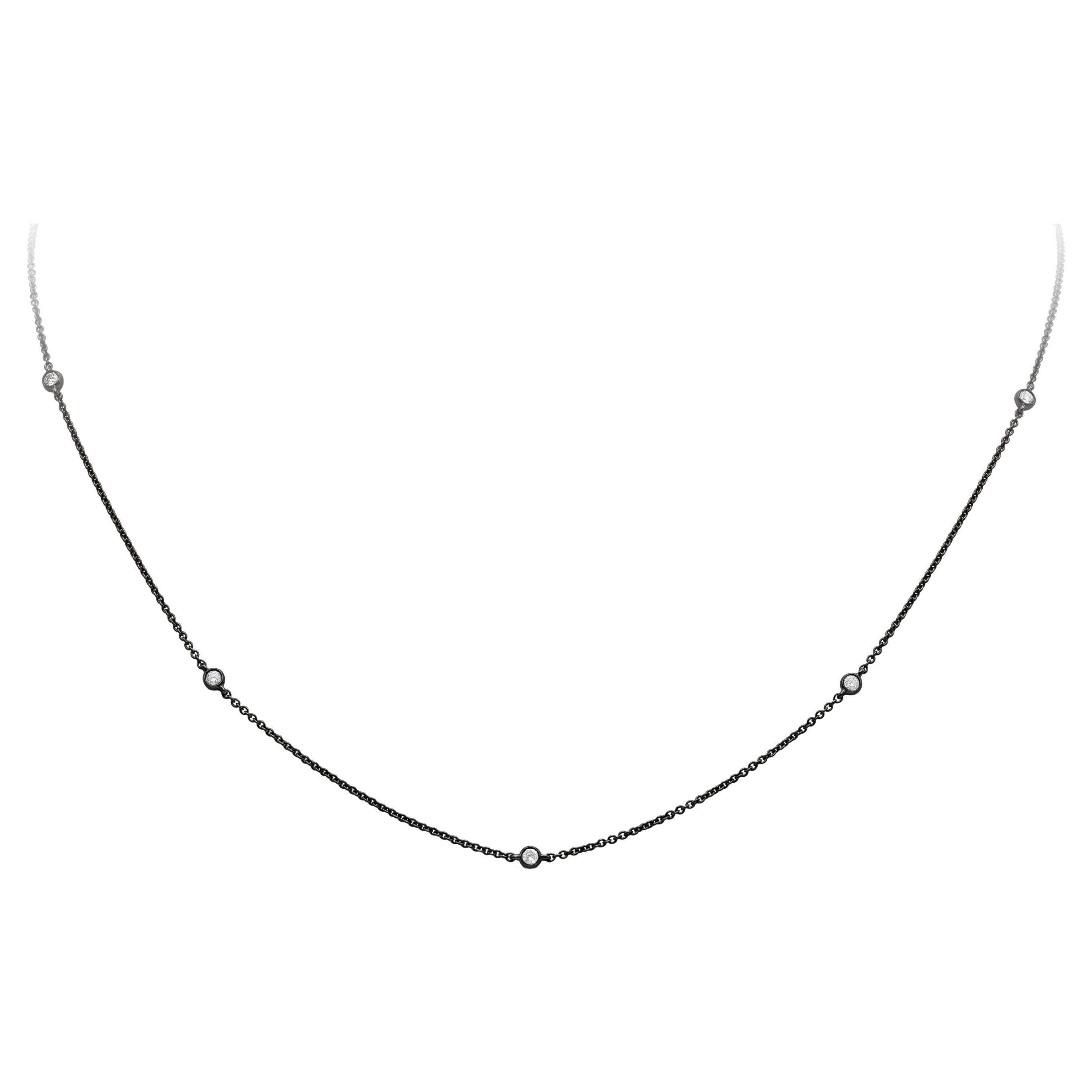 Roman Malakov 0.32 Carat Round Diamond by the Yard Necklace in 18K Black Rhodium