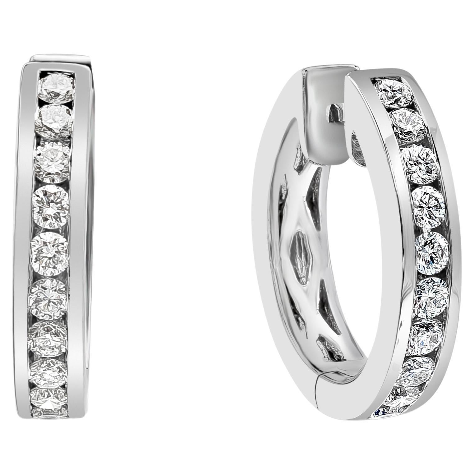 Roman Malakov 0.34 Carats Total Brilliant Round Diamond Huggie Hoop Earrings For Sale