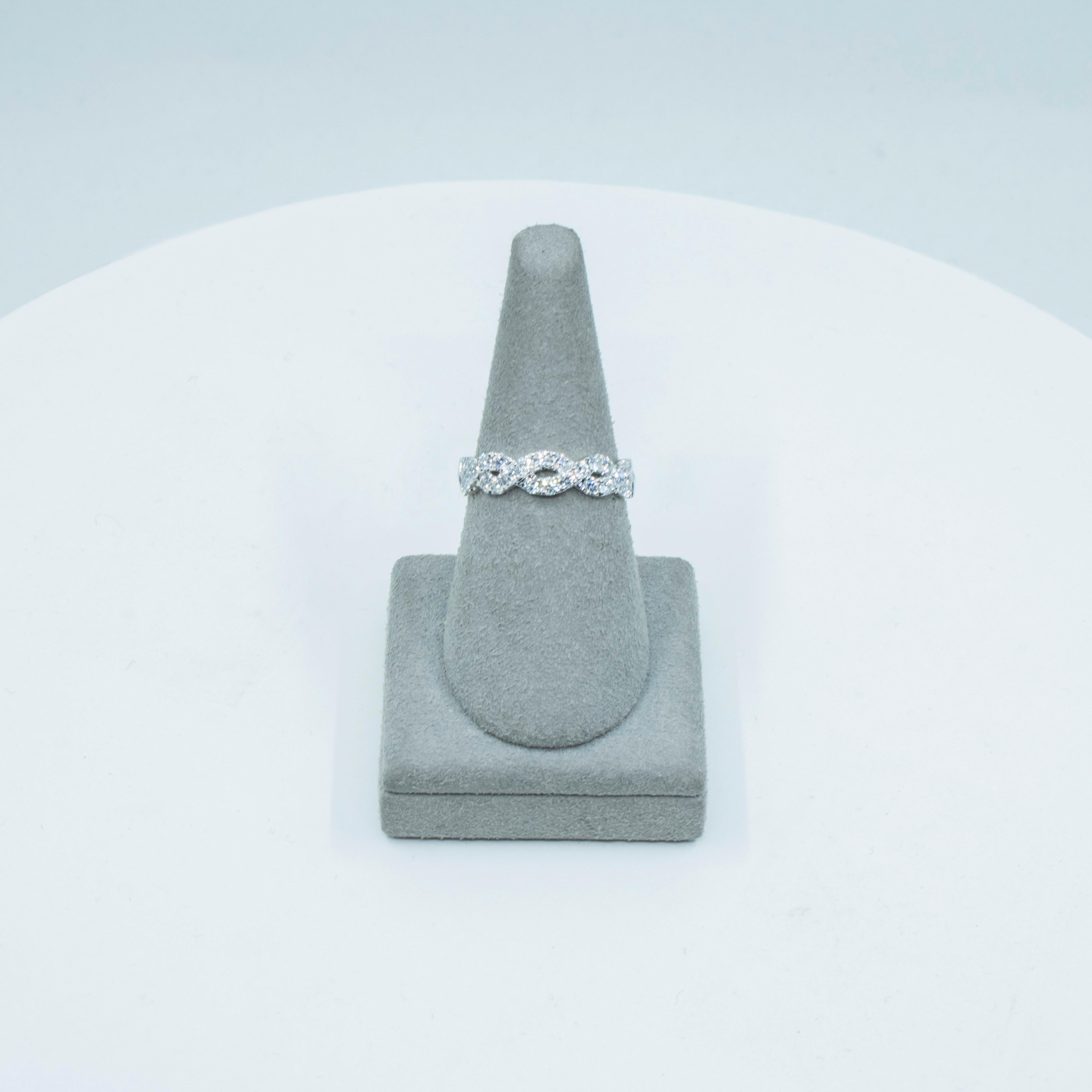 Contemporary Roman Malakov 0.62 Carats Total Round Cut Diamond Halo Infinity Wedding Band For Sale