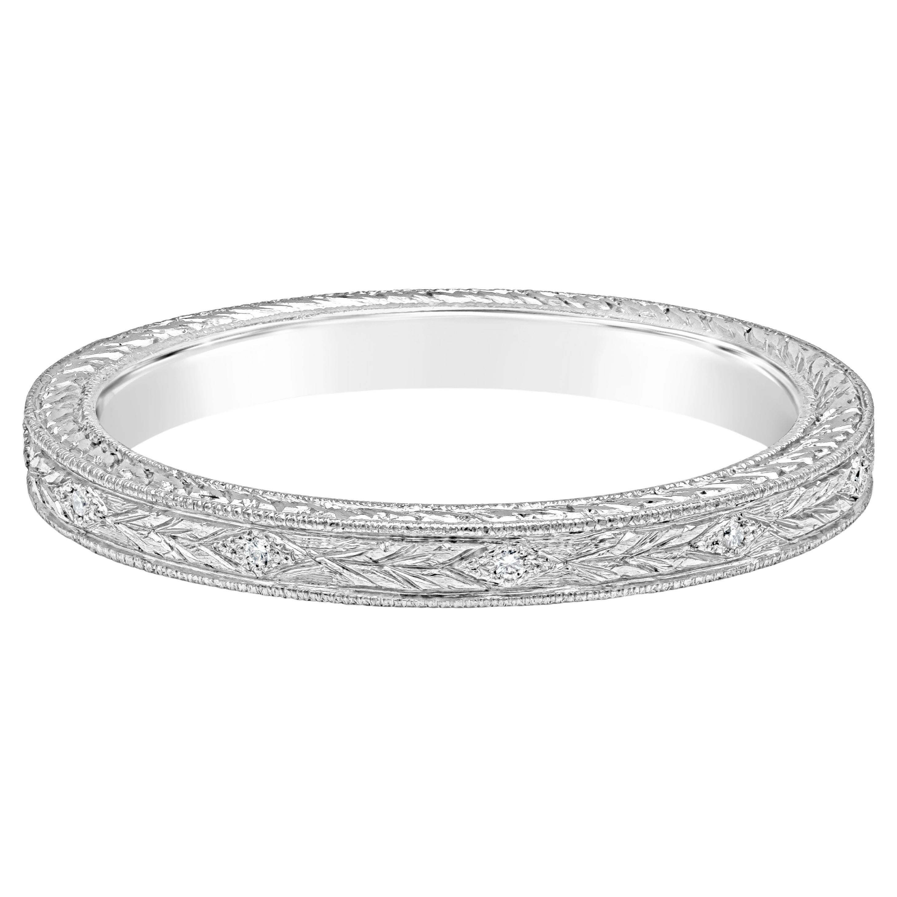 Roman Malakov, Round Diamond Hand-Engraved Wedding Band For Sale