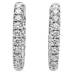 Roman Malakov 1.32 Carat Total Round Diamond Hoop Earrings