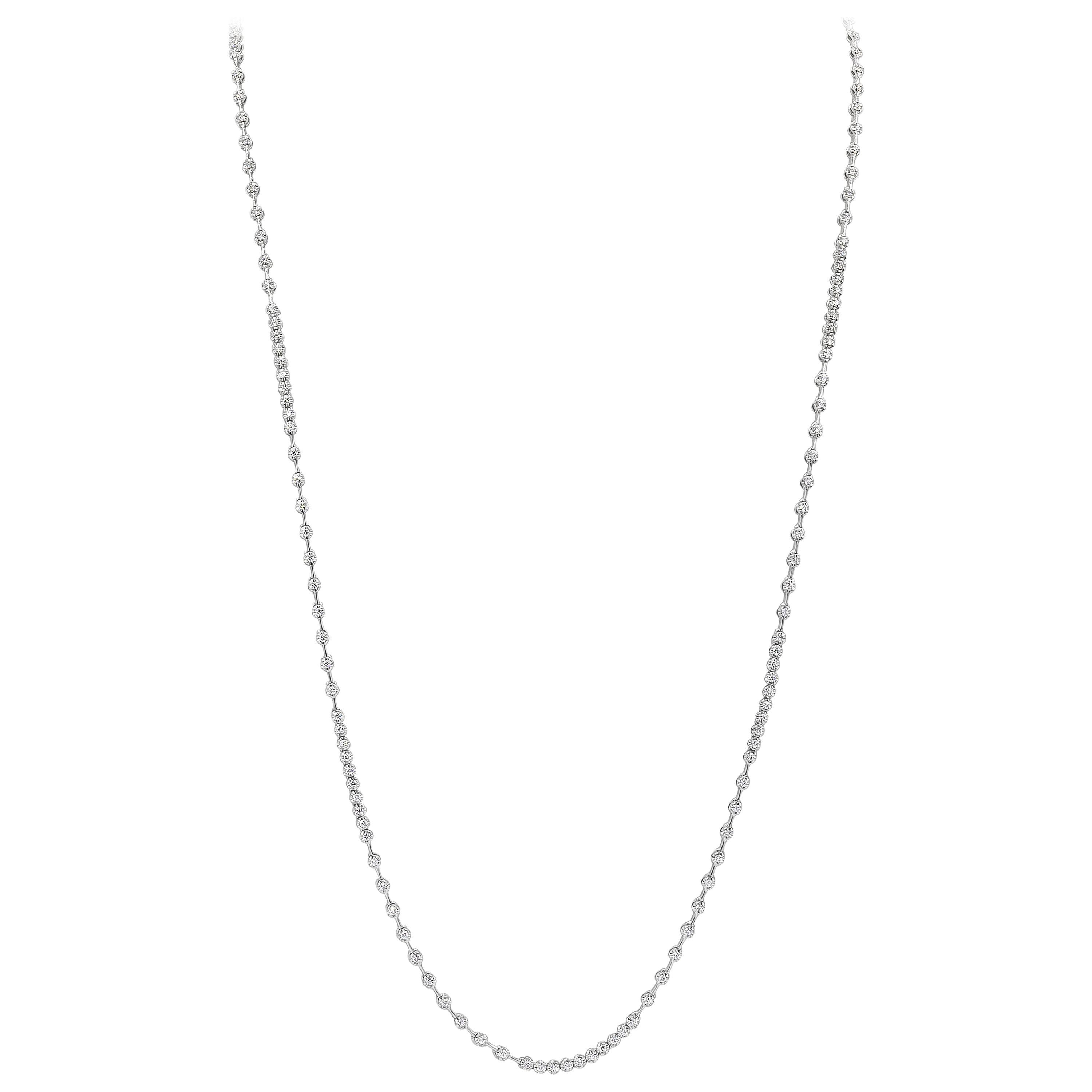 Roman Malakov 2.58 Carats Total Brilliant Round Diamond Long Fashion Necklace For Sale