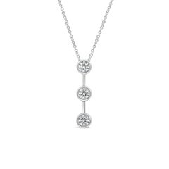 Roman Malakov, Round Diamond Three-Stone Drop Pendant Necklace