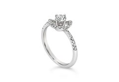 Roman Malakov 0.32 Carat Round Diamond Compass Set Floral Halo Engagement Ring