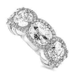 Roman Malakov 5.96 Carats Cushion Cut Diamond Halo Seven-Stone Wedding Band