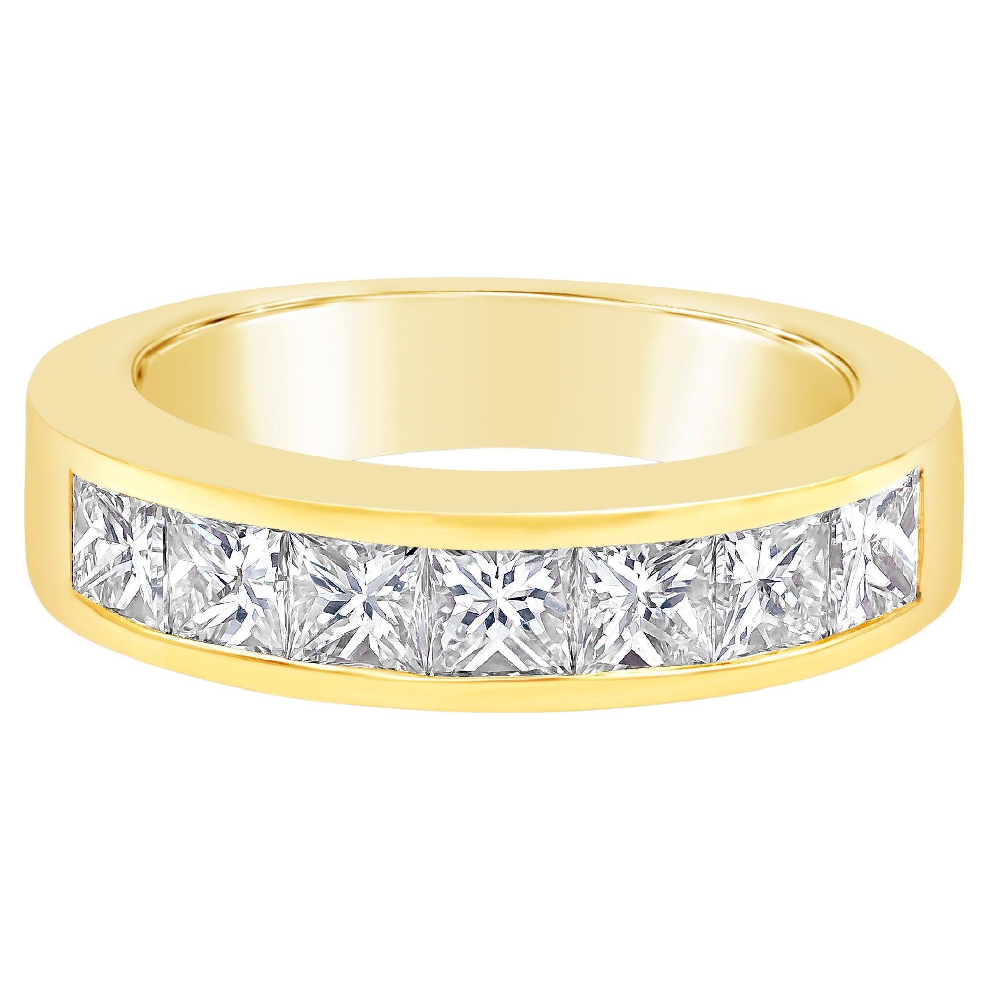 Roman Malakov 1.45 Carats Total Seven Stone Princess Cut Diamond Wedding Band For Sale