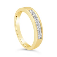 Roman Malakov Alianza de boda de diamantes talla princesa de 0,41 quilates y siete piedras