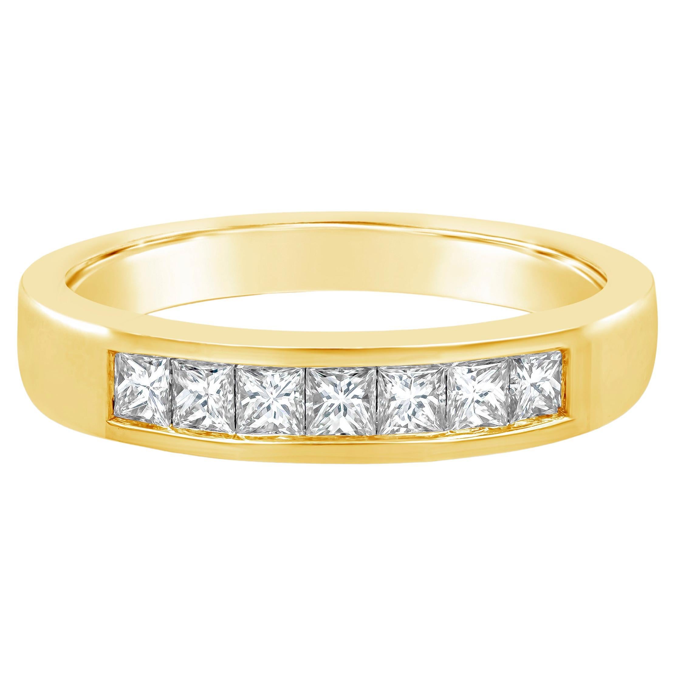 Roman Malakov 0.41 Carat Seven Stone Princess Cut Diamond Wedding Band For Sale