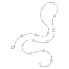 Roman Malakov, collier long multifonctionnel en or rose avec perles des mers du Sud