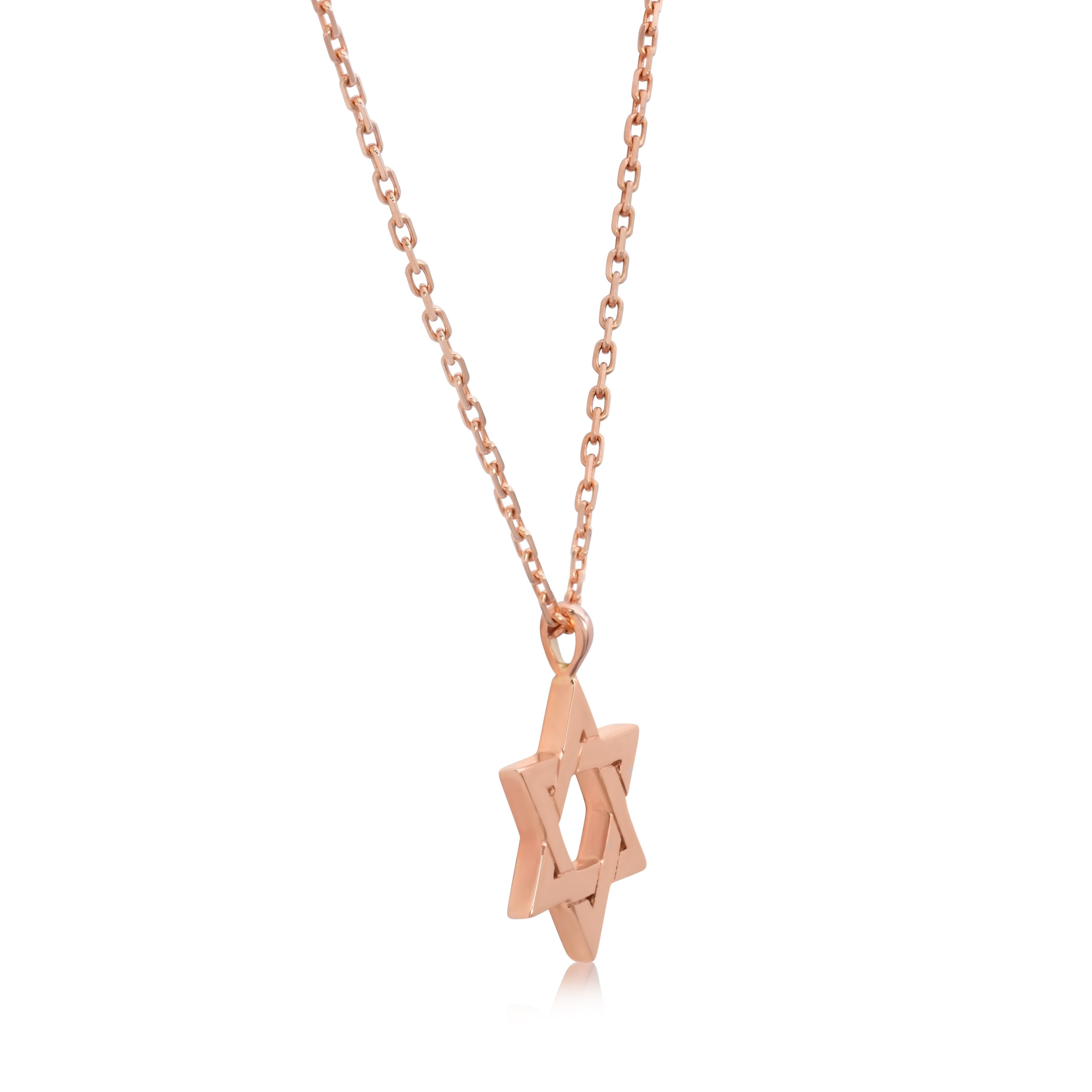 Contemporary Roman Malakov Star of David Pendant Necklace in Rose Gold For Sale