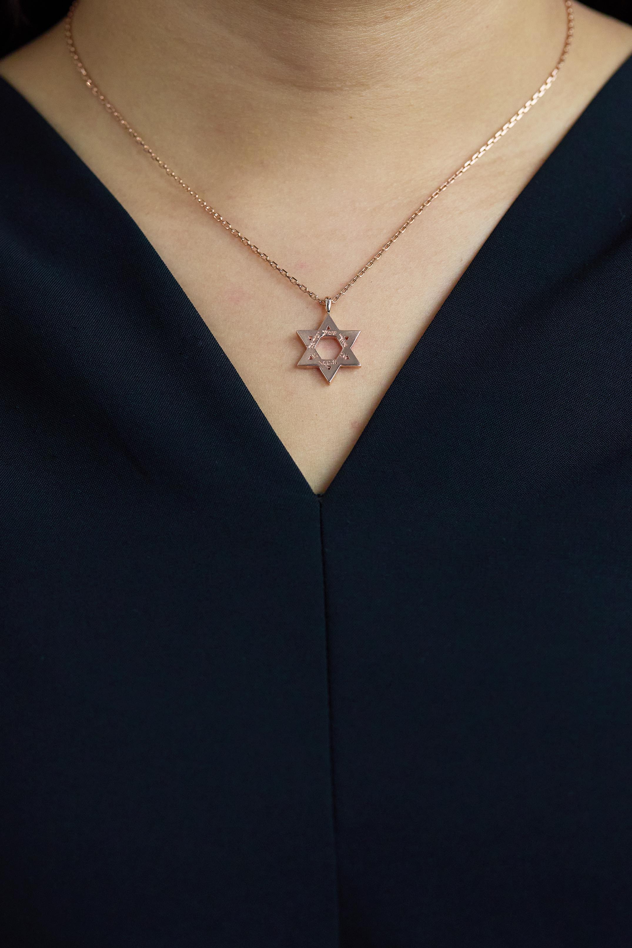 Women's or Men's Roman Malakov Star of David Pendant Necklace in Rose Gold For Sale