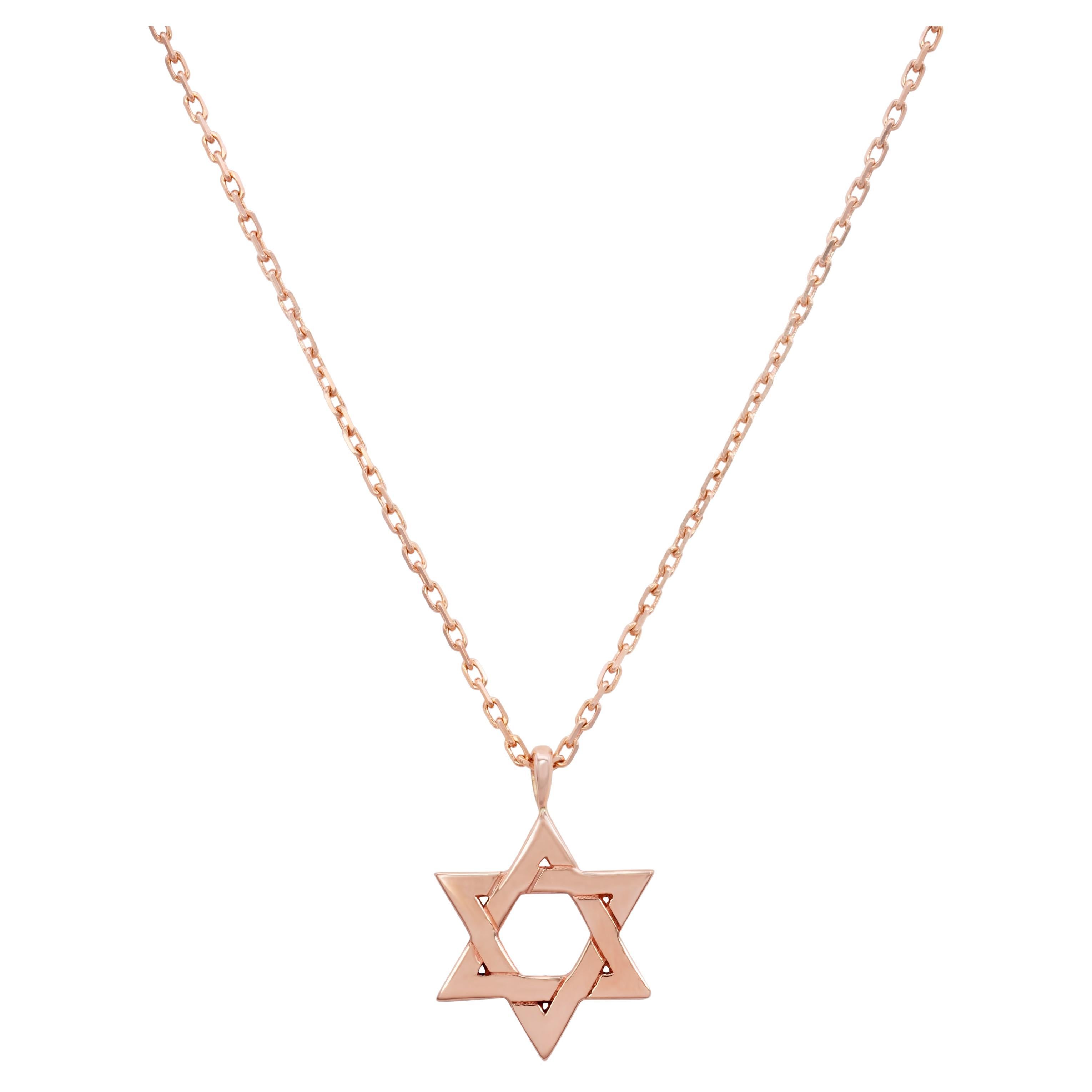 Roman Malakov Star of David Pendant Necklace in Rose Gold
