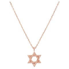 Roman Malakov Star of David Pendant Necklace in Rose Gold