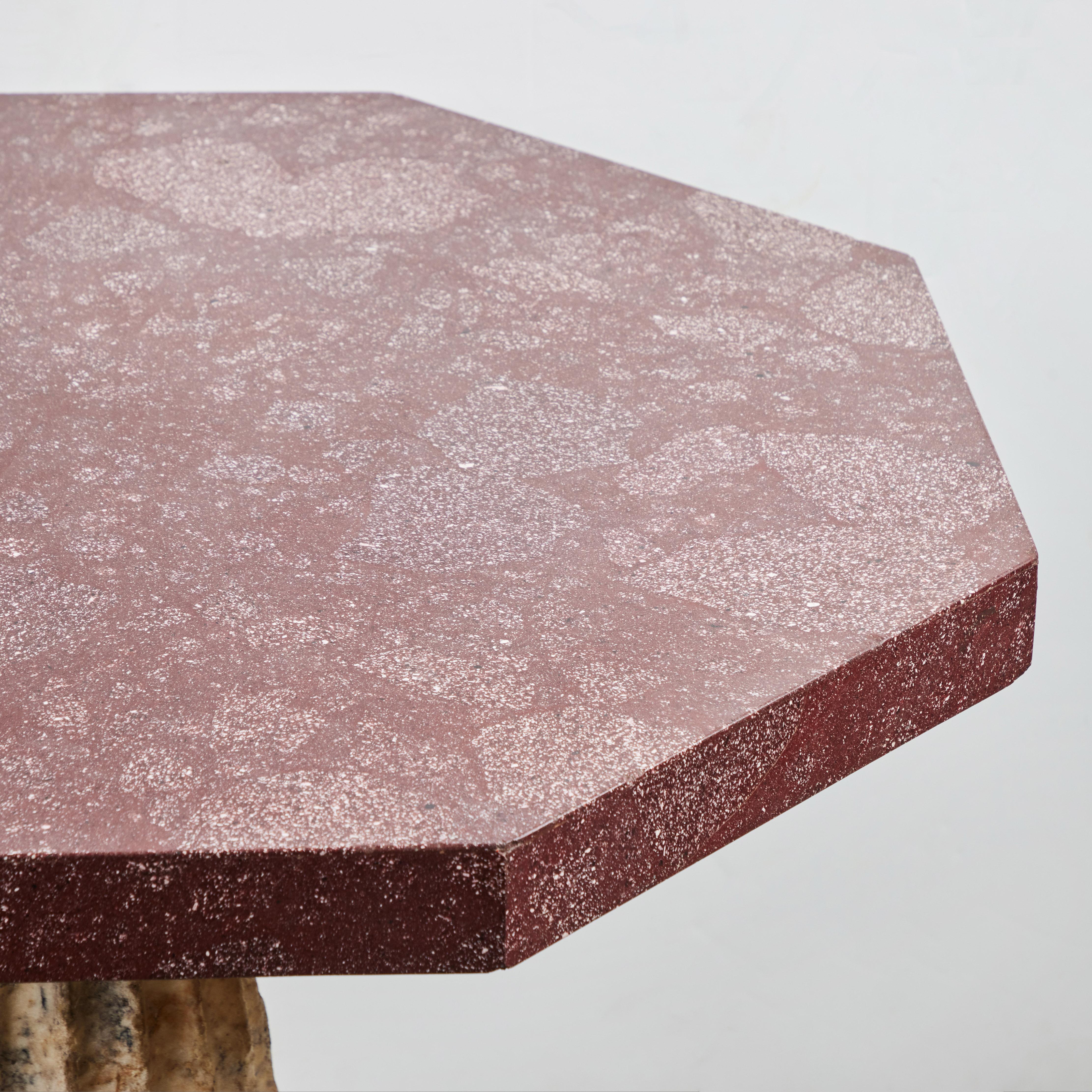 Hand-Carved Roman Marble and Porphyry Veneered Table For Sale