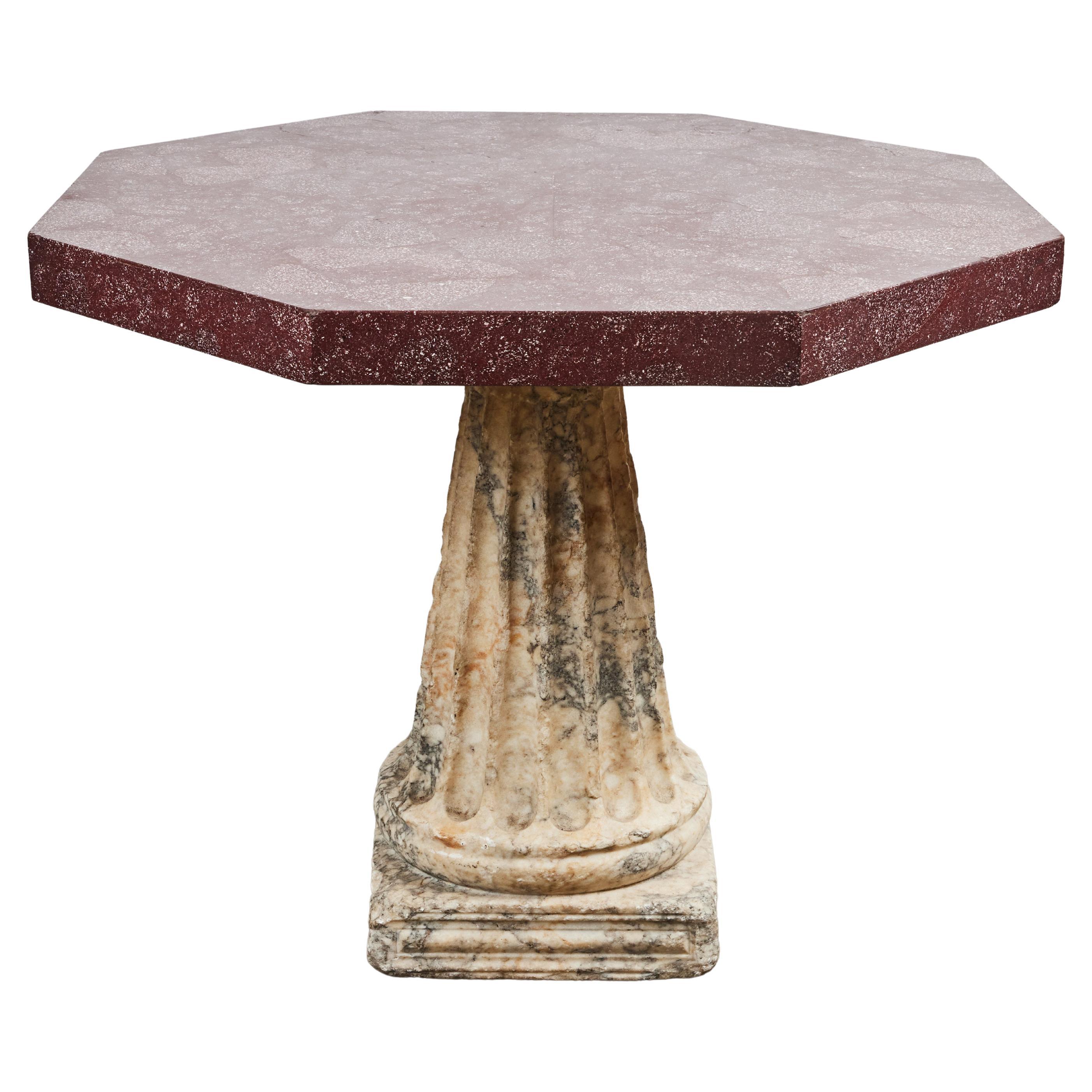 Roman Marble and Porphyry Veneered Table For Sale