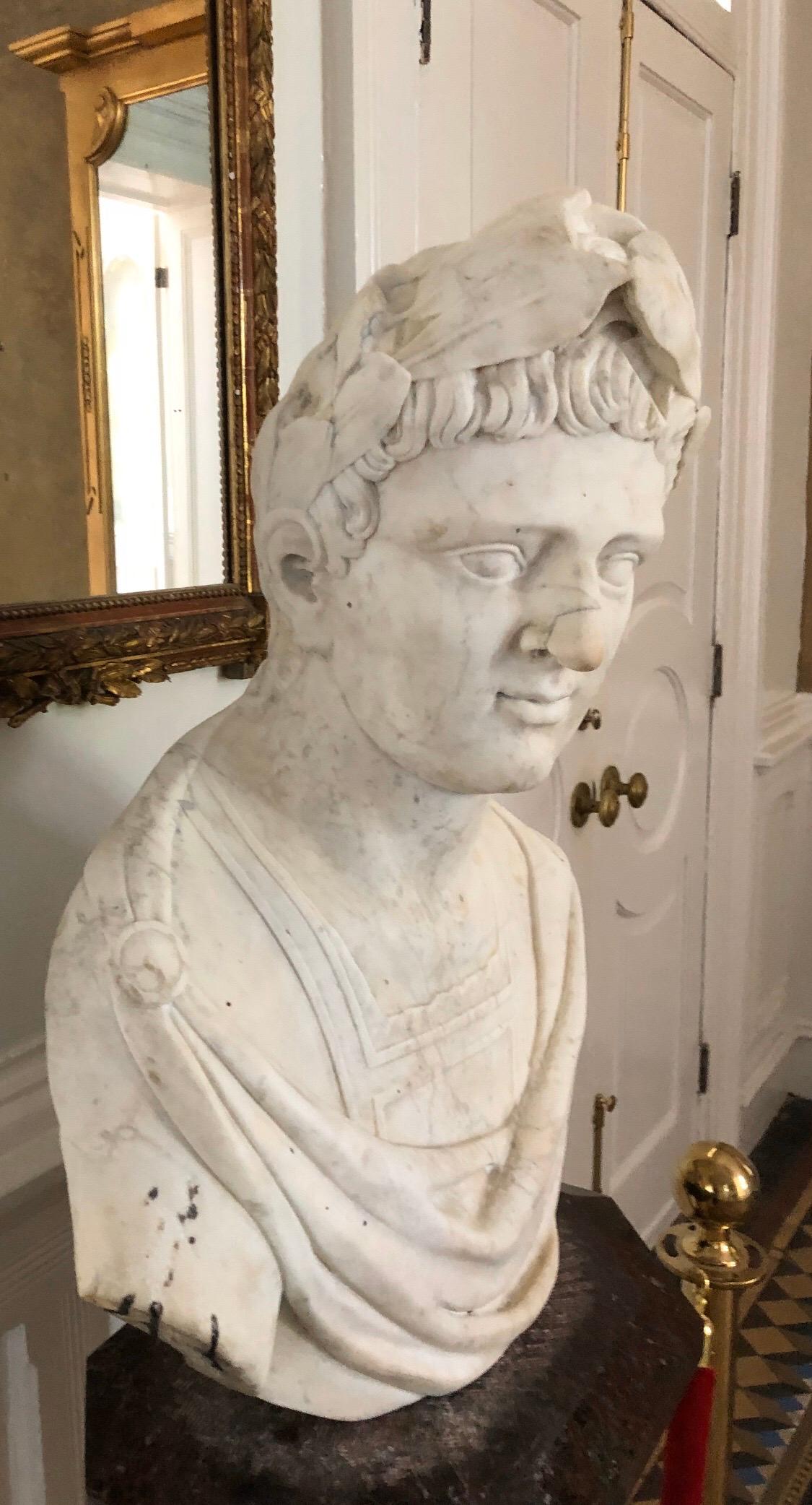 Italian Roman Marble Bust of a Caesar, 18th Century For Sale