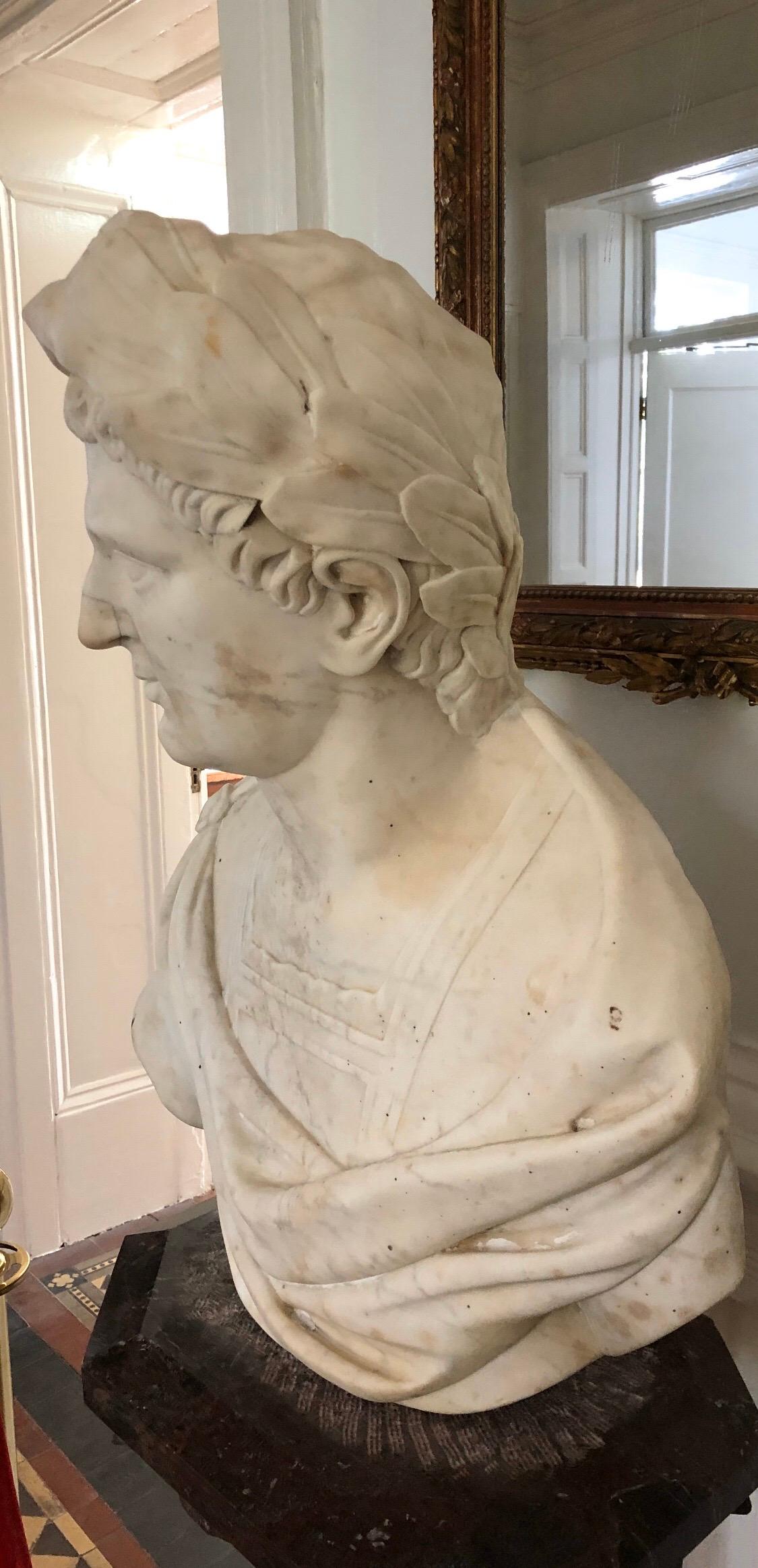 Hand-Carved Roman Marble Bust of a Caesar, 18th Century For Sale