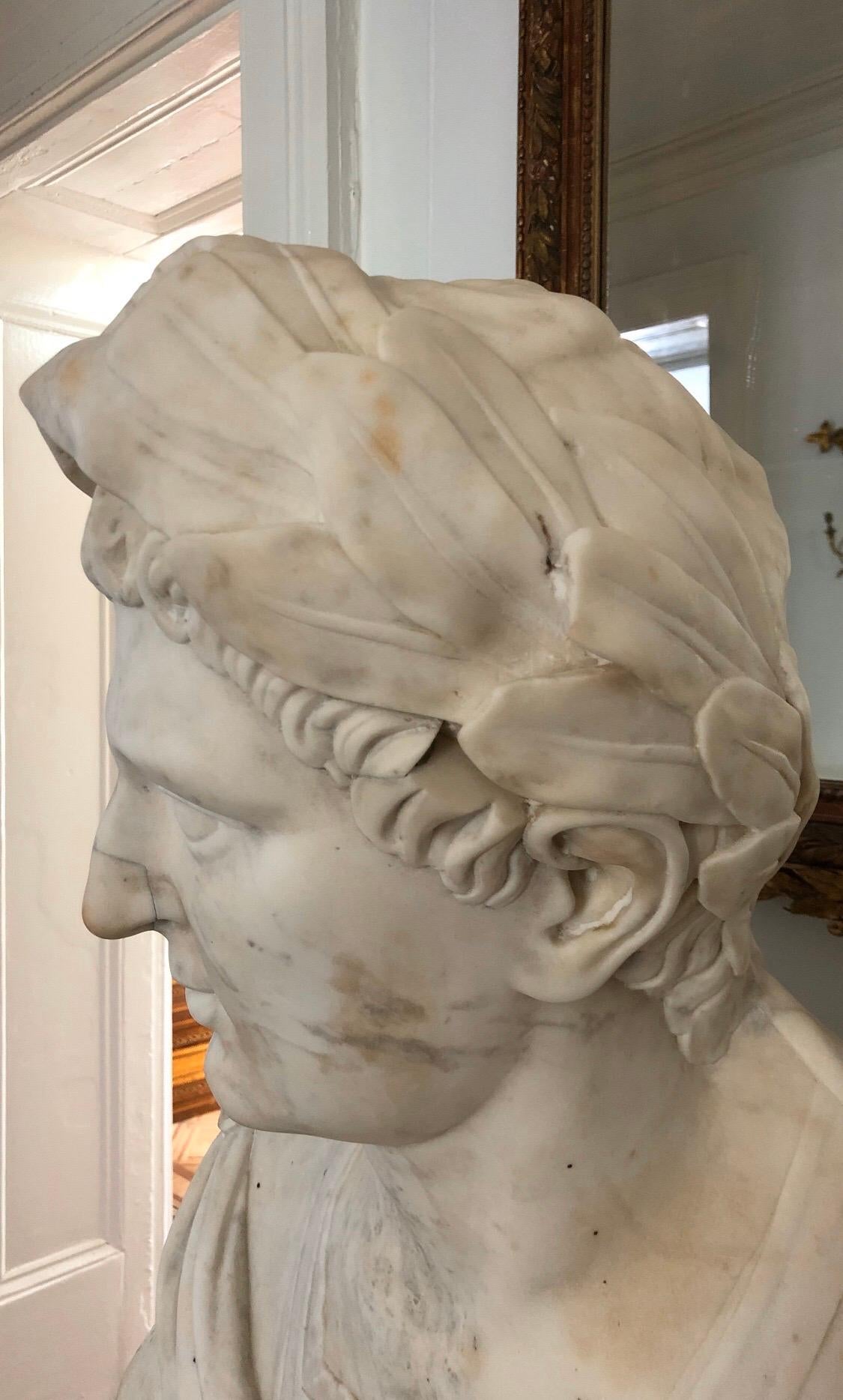 Roman Marble Bust of a Caesar, 18th Century In Good Condition For Sale In Charleston, SC