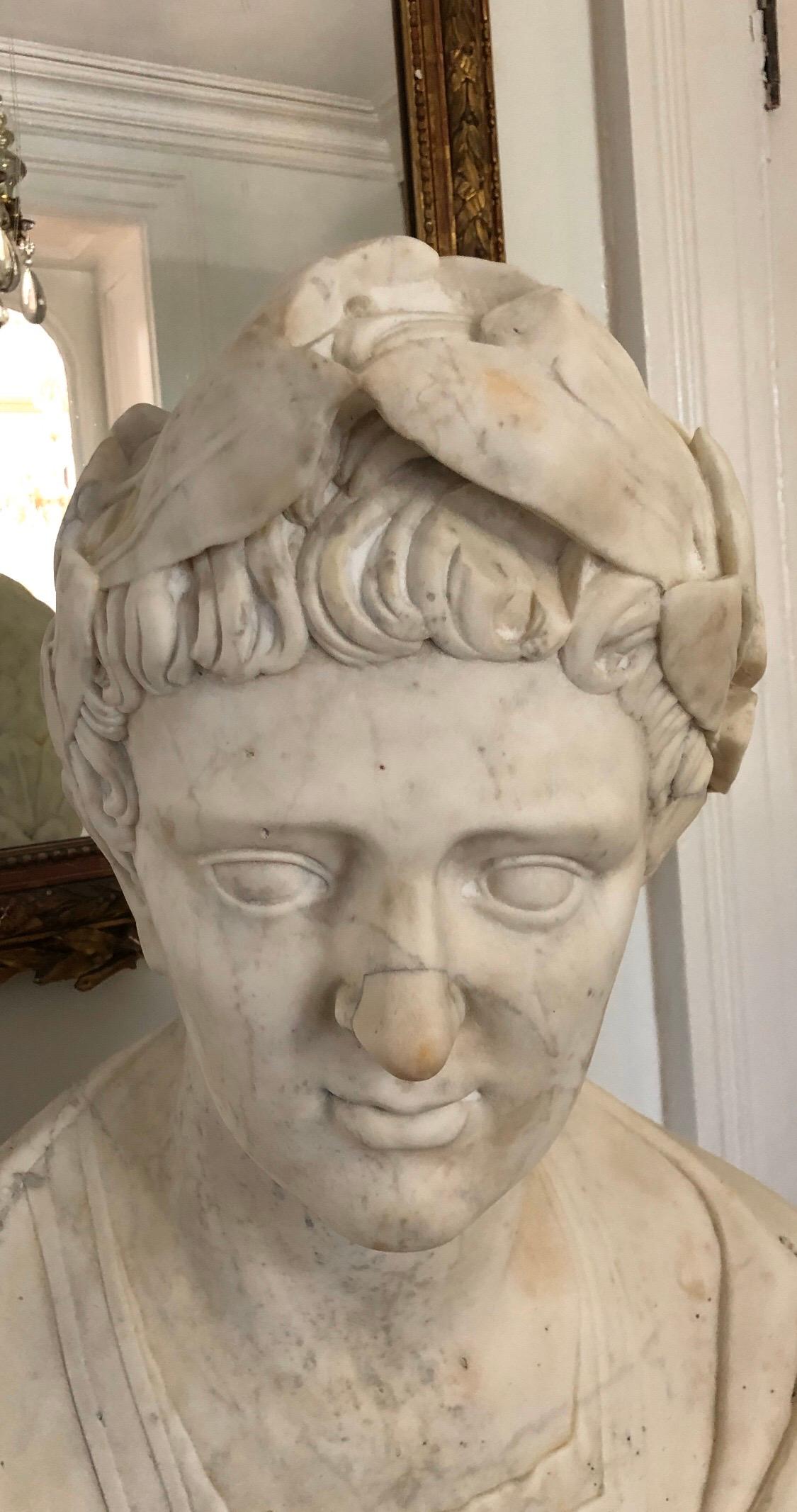 18th Century and Earlier Roman Marble Bust of a Caesar, 18th Century For Sale