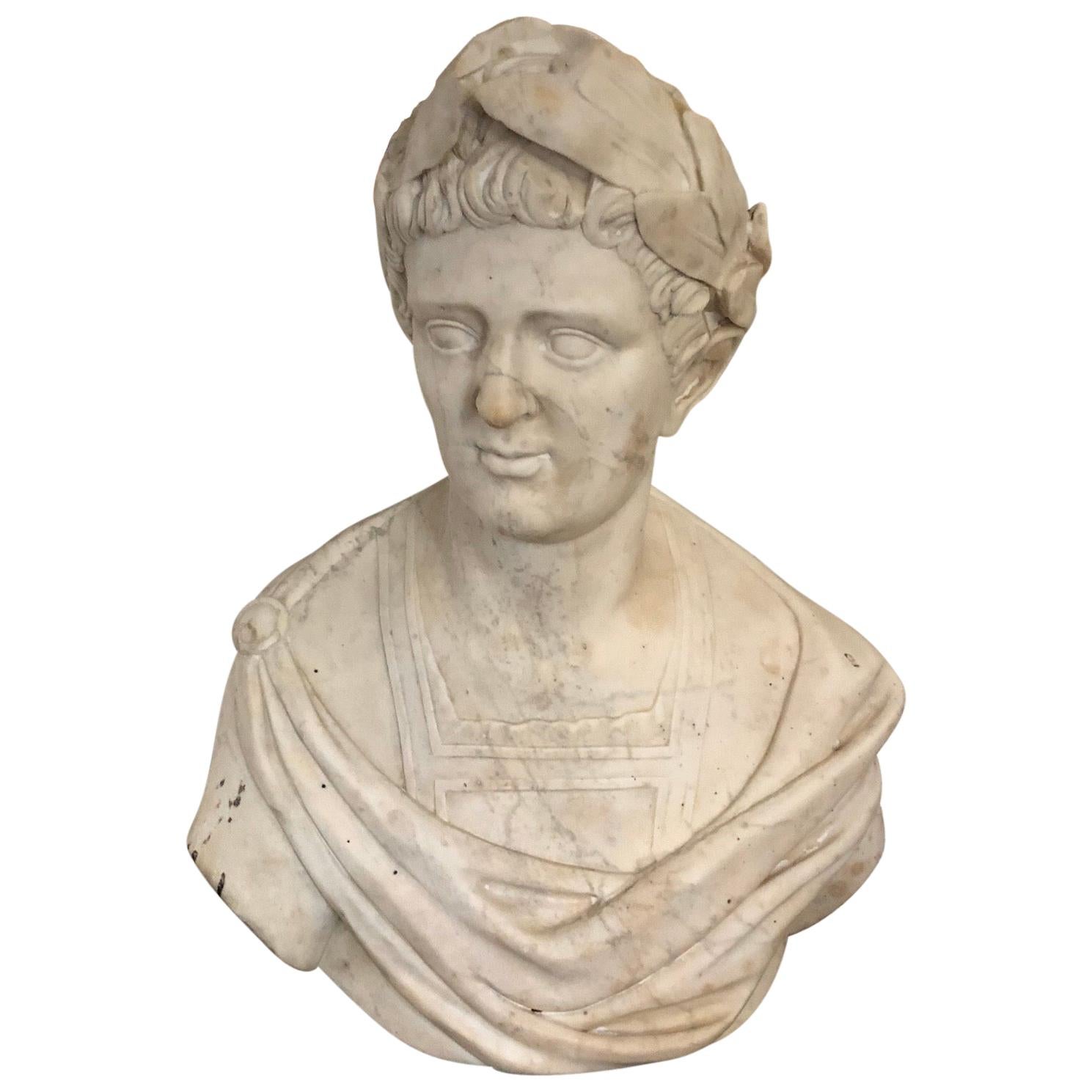 Buste de Caesar en marbre romain, 18ème siècle