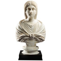 Antique Roman Marble Bust of a Woman, 1st-2nd Century AD