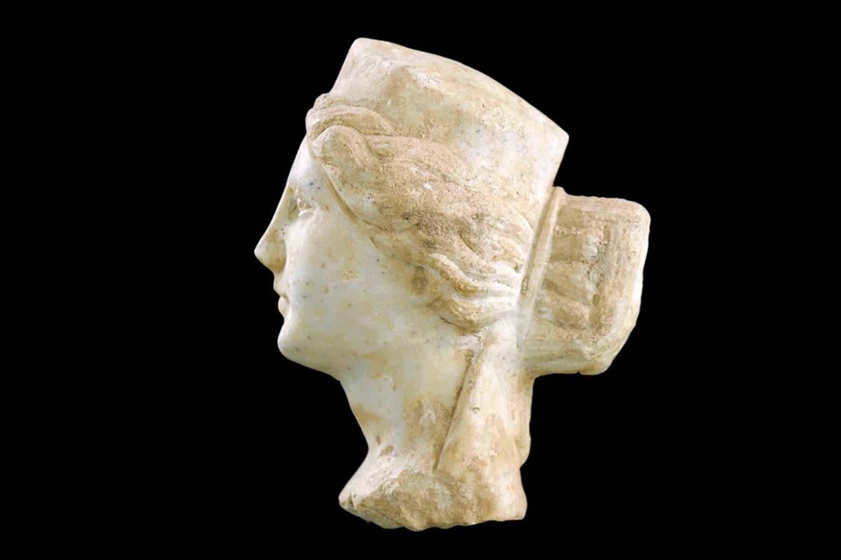 The marble head comes with an international “Certificate of Authenticity” and a independent appraisal of an court expert. 

The outstandingly carved and very well preserved Roman head depicts Minerva - the Roman goddess of arts, craft, wisdom,
