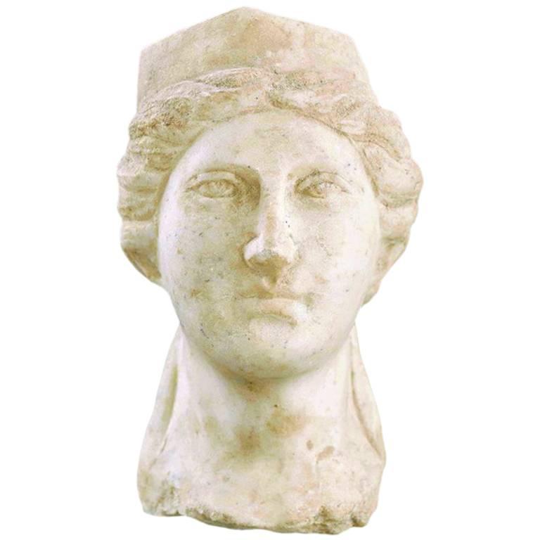 Roman Marble Head Bust of Minerva For Sale