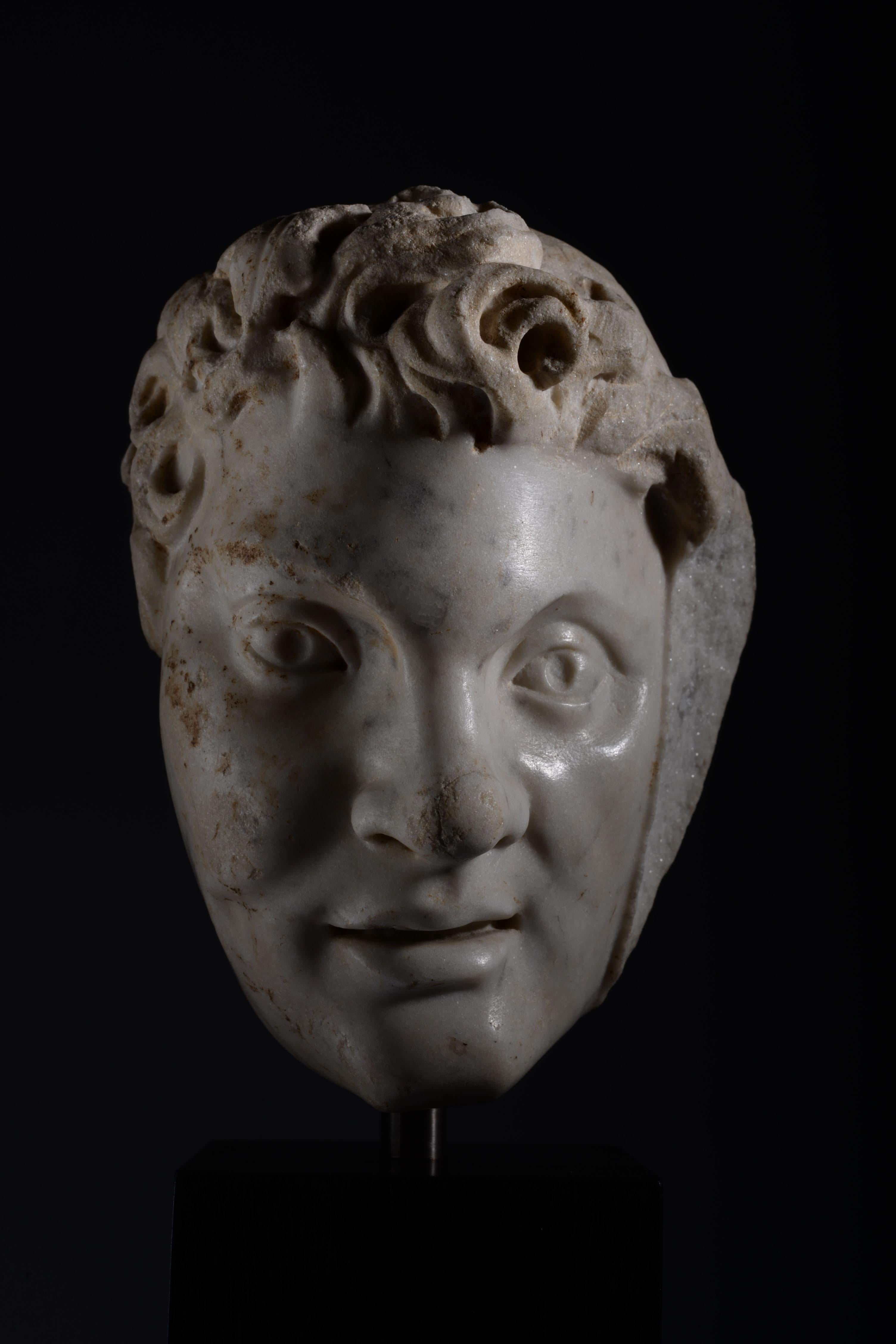 Roman Marble Head of a Satyr For Sale 6