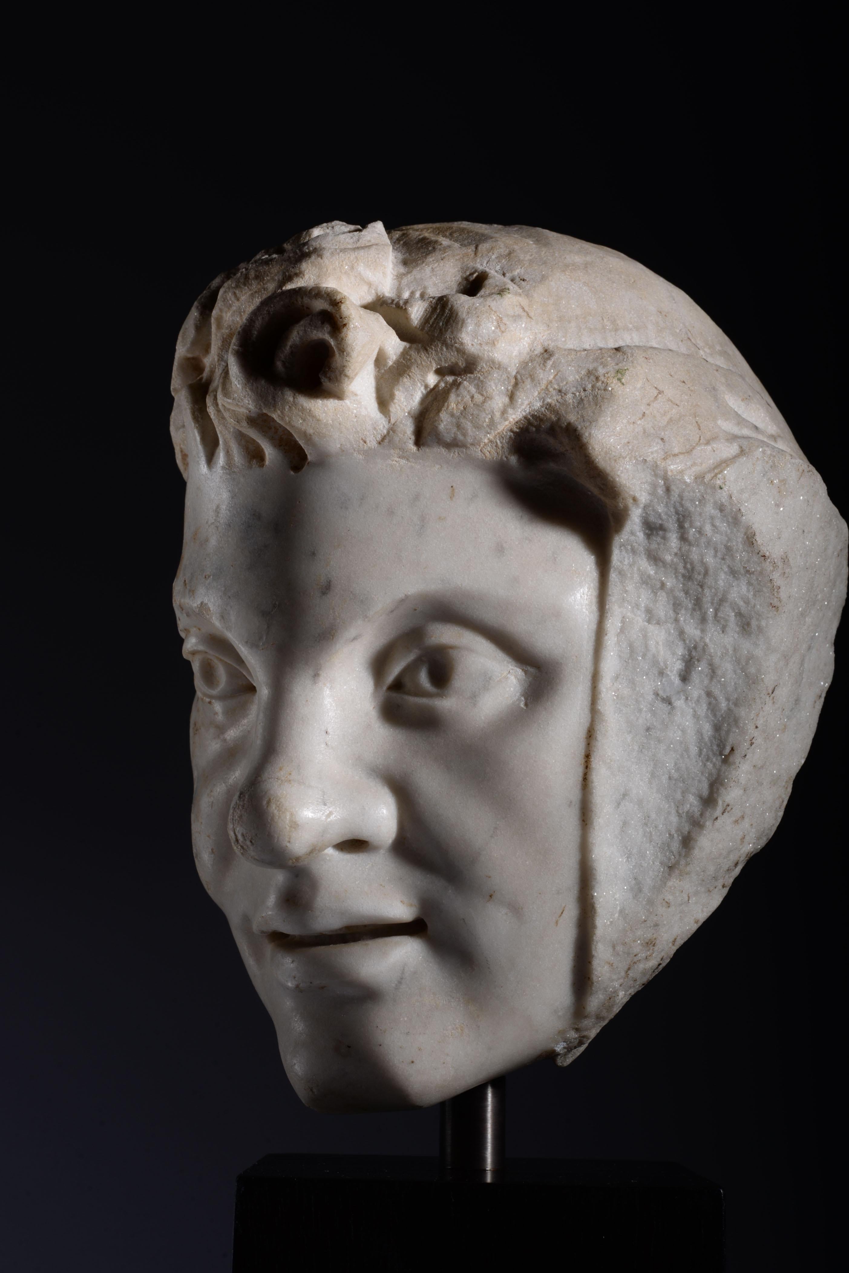 Roman Marble Head of a Satyr For Sale 7