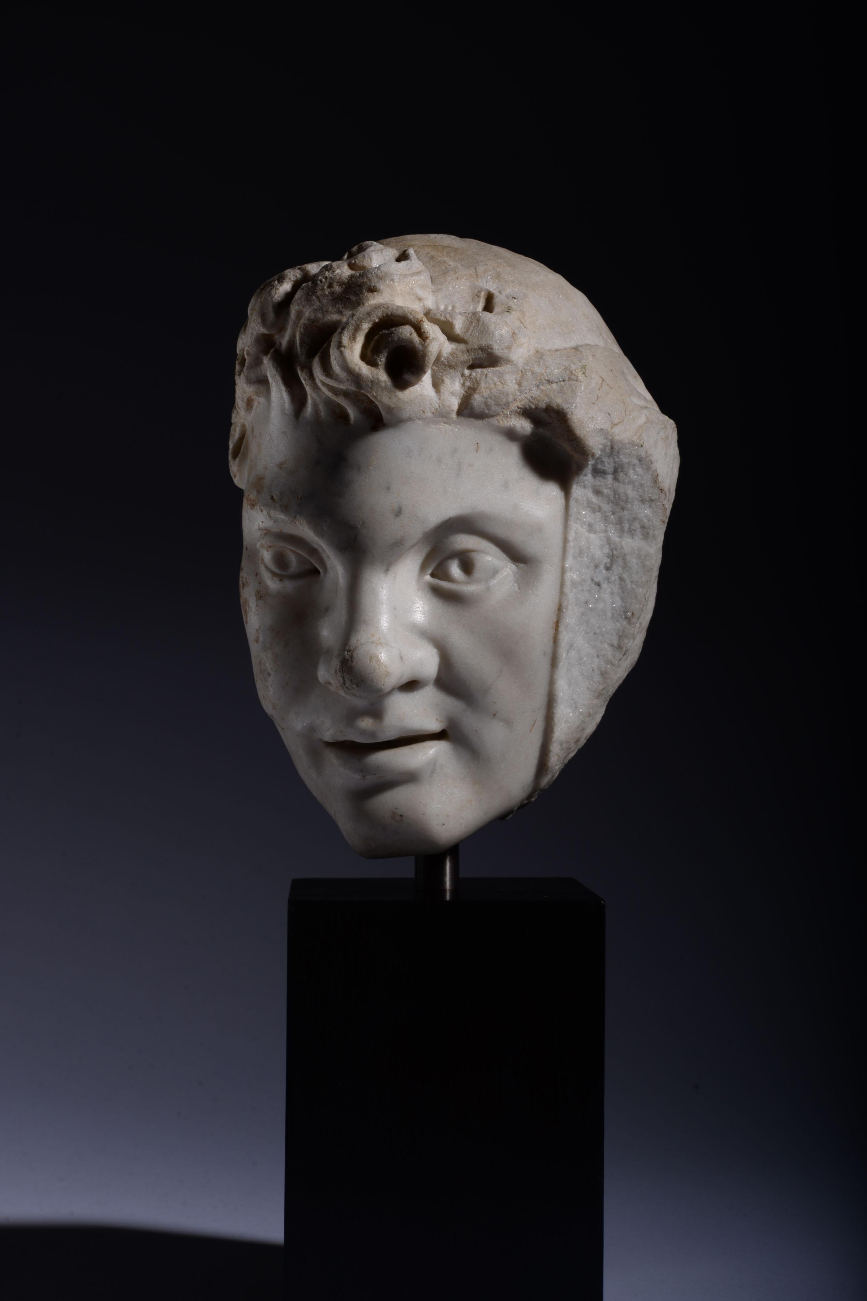 18th Century and Earlier Roman Marble Head of a Satyr For Sale