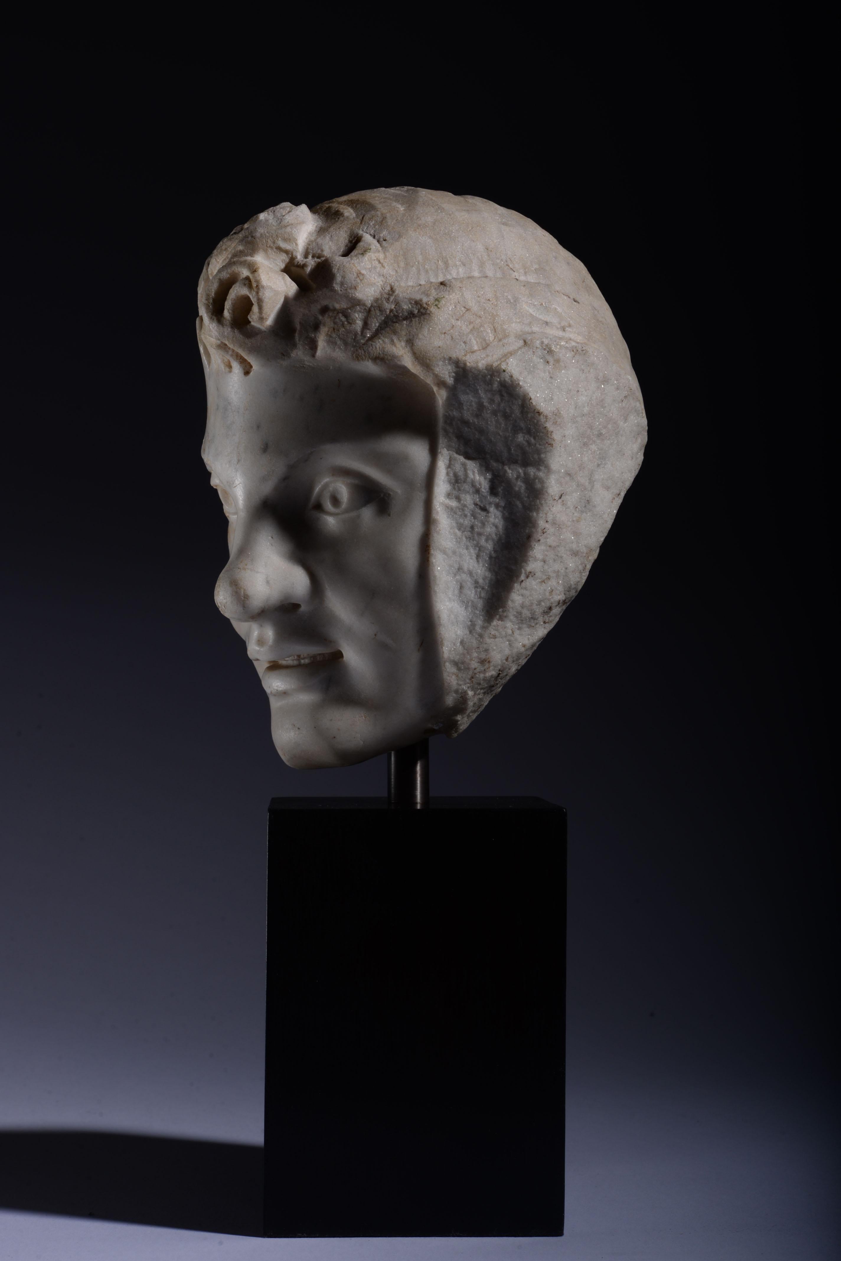 Roman Marble Head of a Satyr For Sale 1