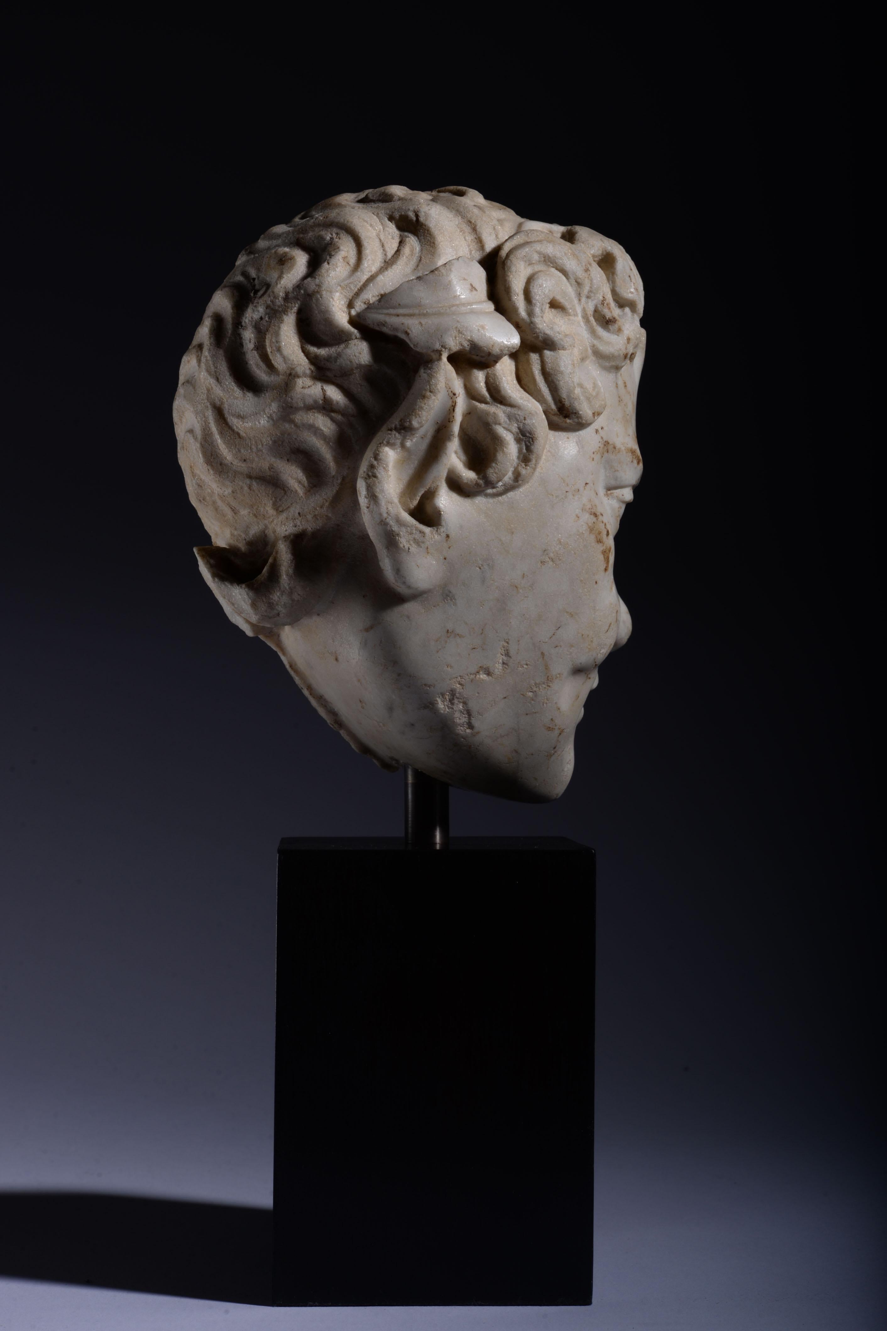 Roman Marble Head of a Satyr For Sale 2