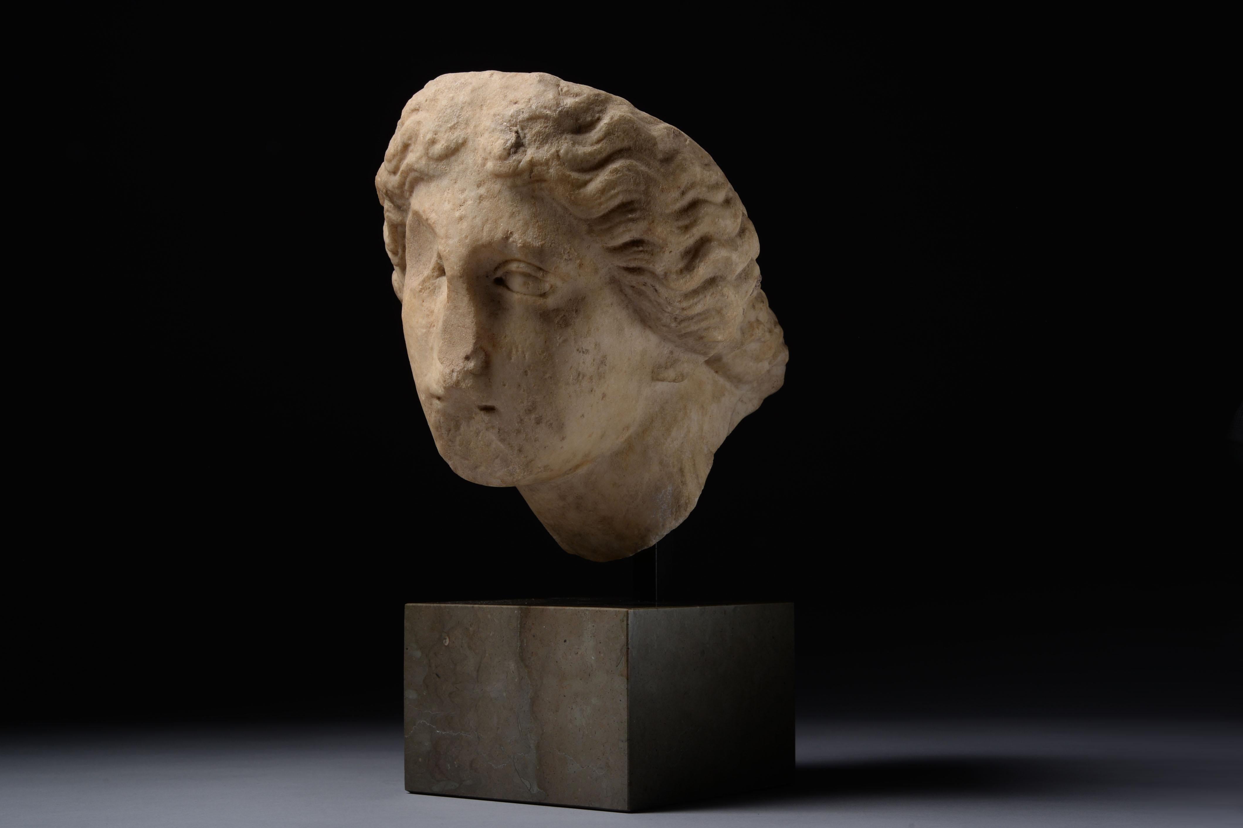 18th Century and Earlier Roman Marble Head of Athena