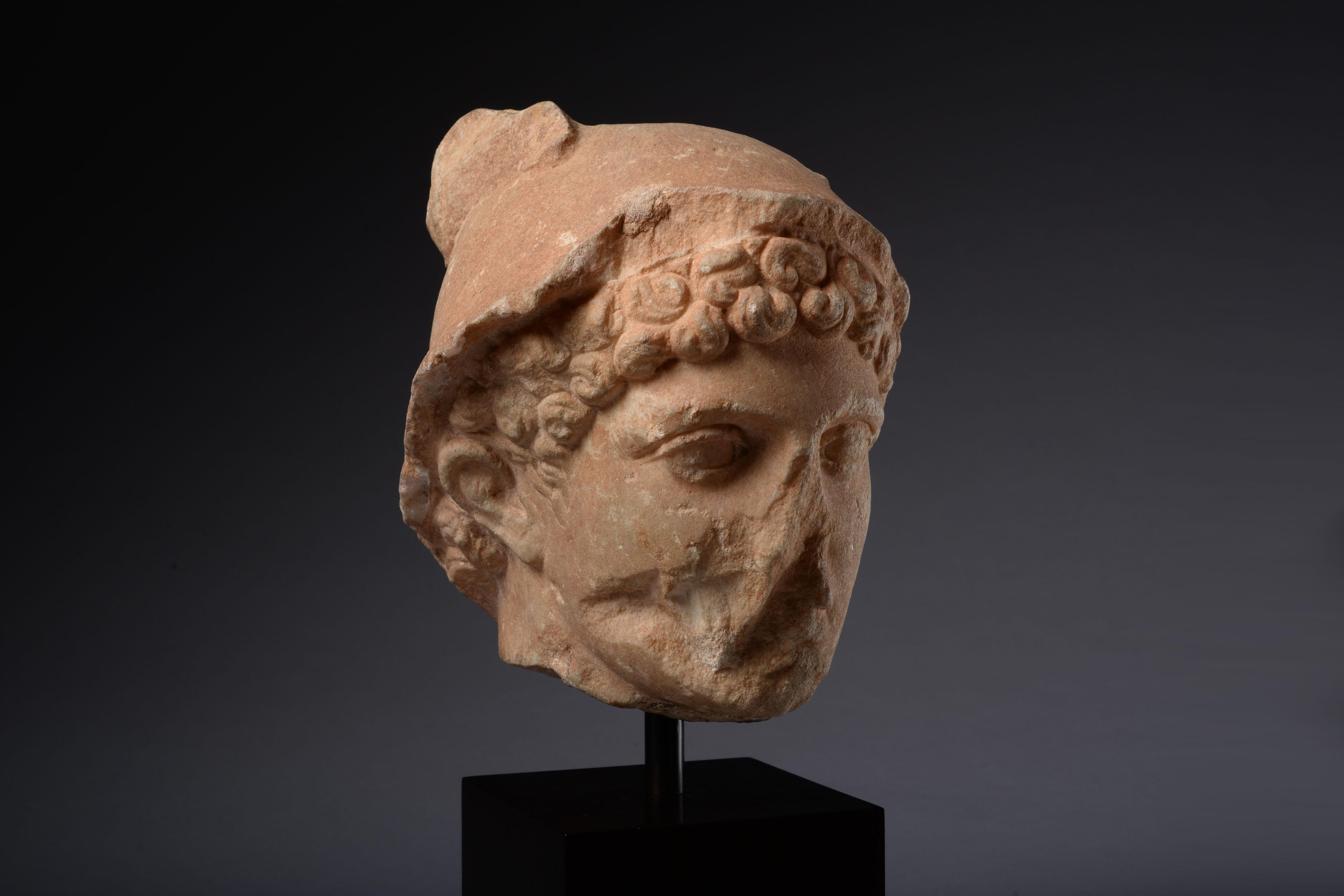 Classical Roman Roman Marble Head of Mercury, 100 Ad