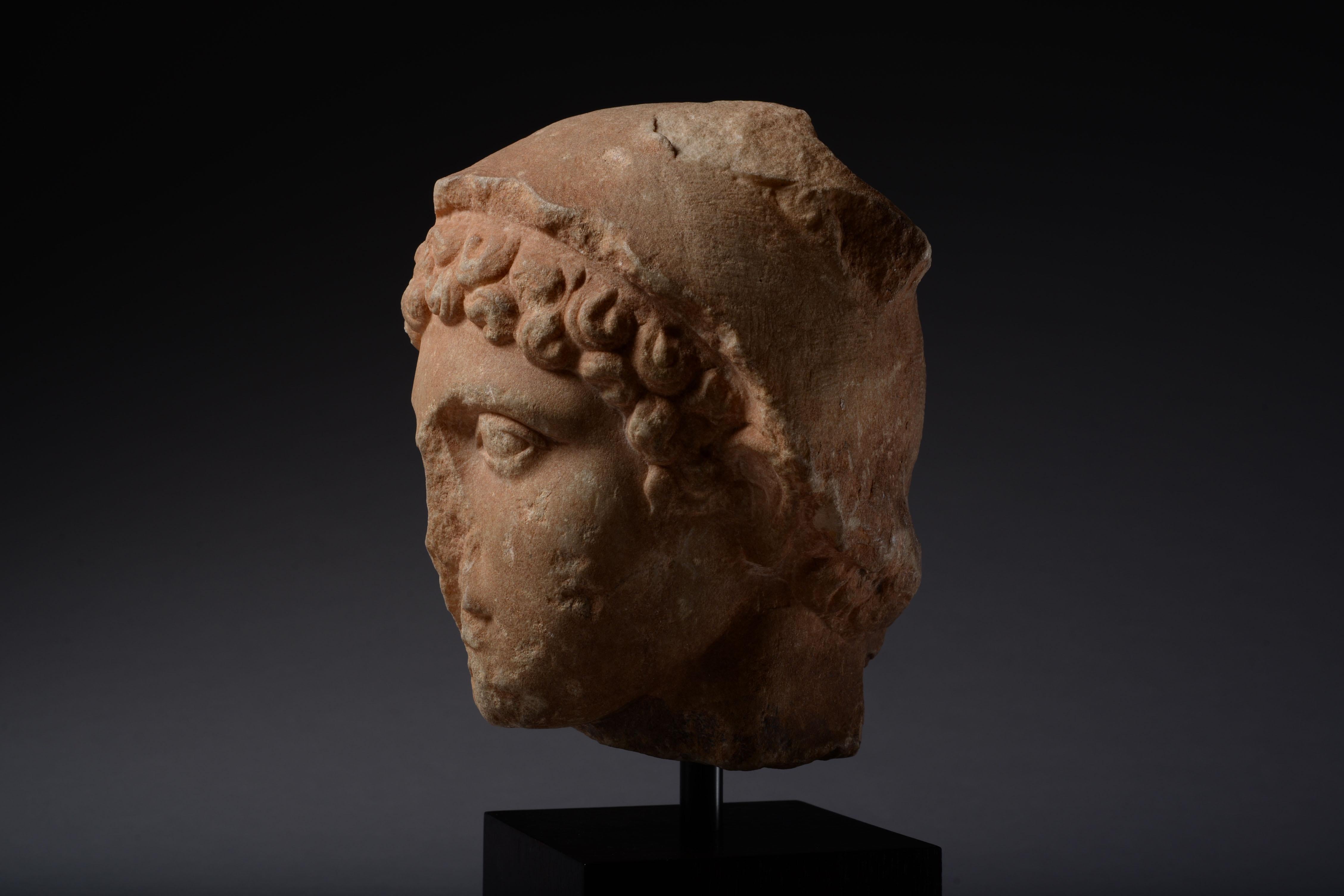 18th Century and Earlier Roman Marble Head of Mercury, 100 Ad