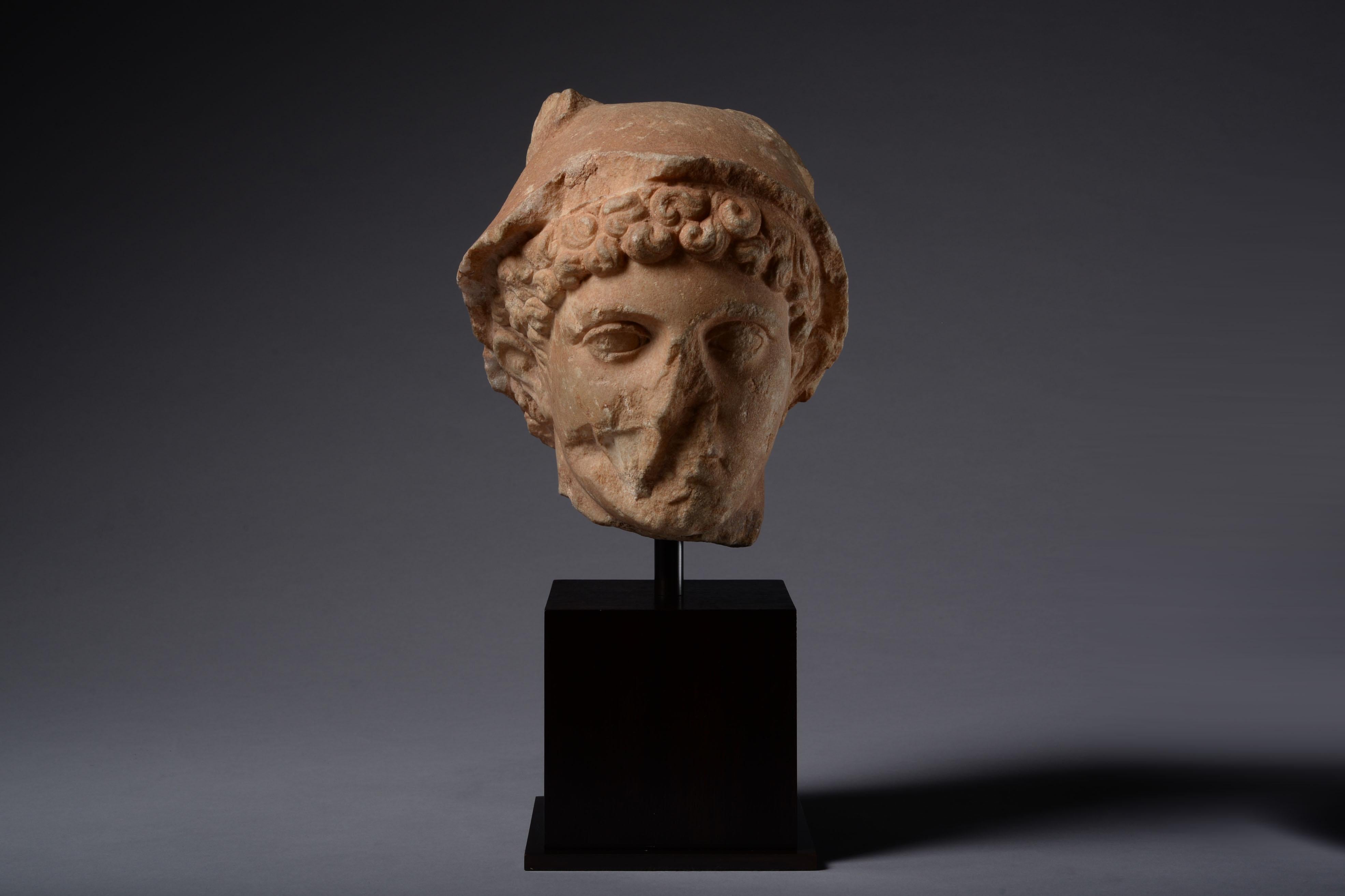 Roman Marble Head of Mercury, 100 Ad