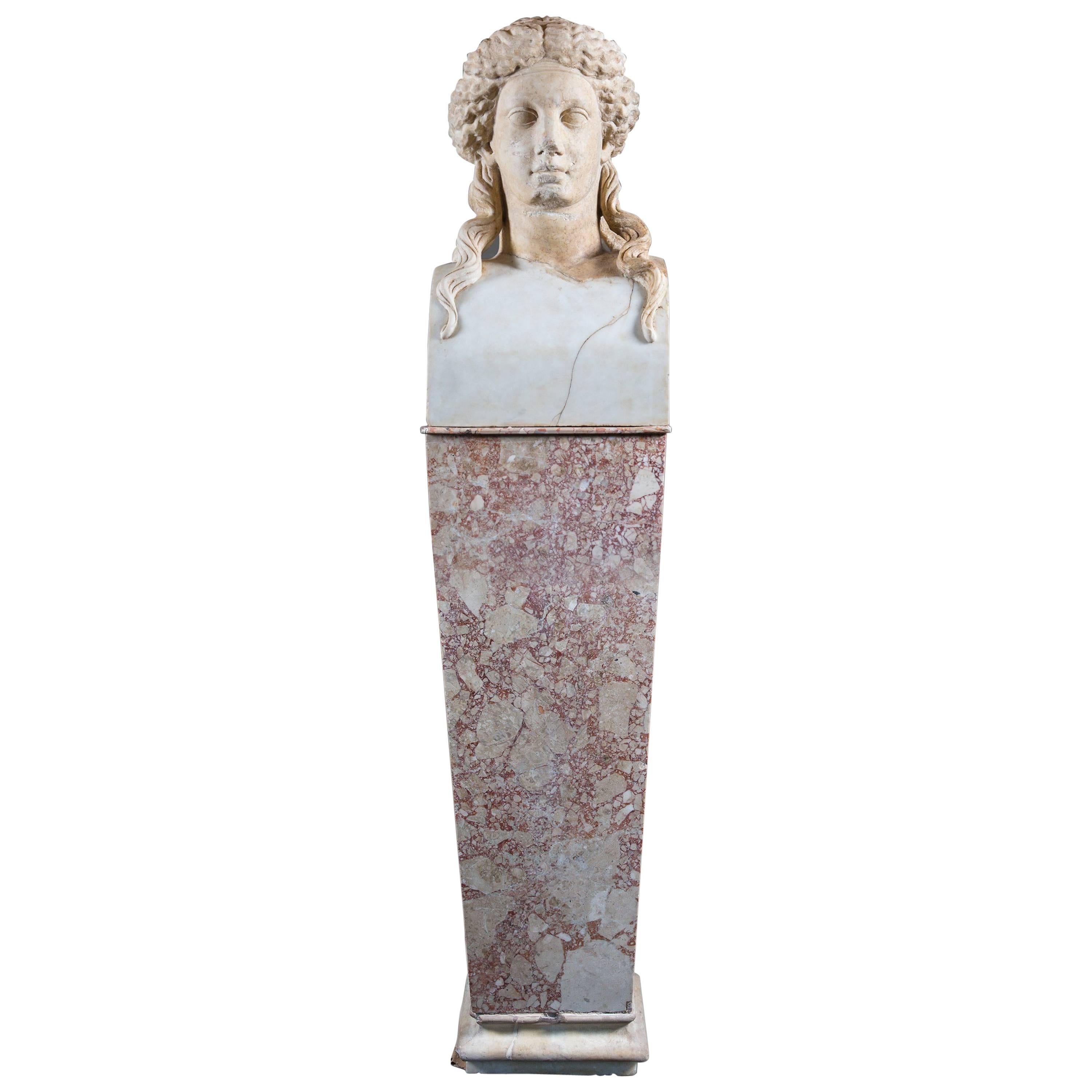 Roman Marble Janiform Herm Representing Dionysus-Bacchus, 2nd Century AD For Sale