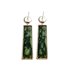 Roman Marble 'Red Porphyry and Green Porphyry' and Sterling Silver Earrings