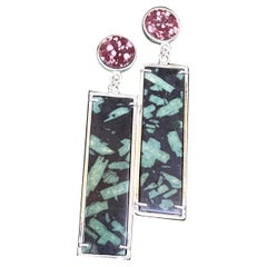 Roman Marble 'Red Porphyry and Green Porphyry' and Sterling Silver Earrings