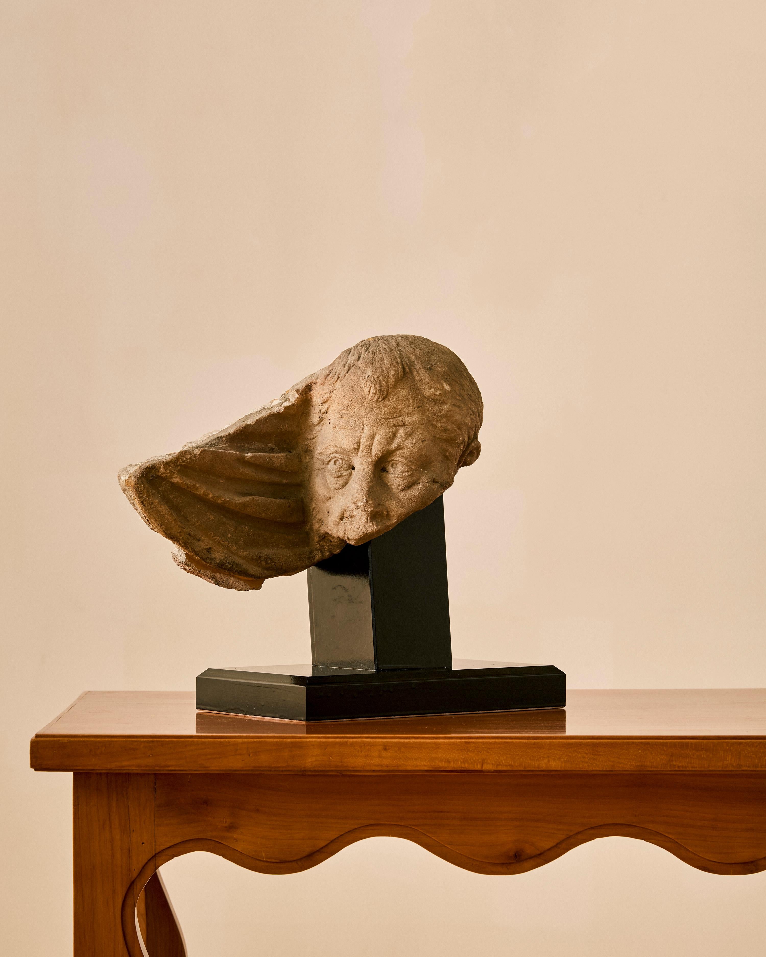 Roman Marble Sarcophagus Fragment mounted on stand c. 3rd Century AD.

Base dimensions: 10
