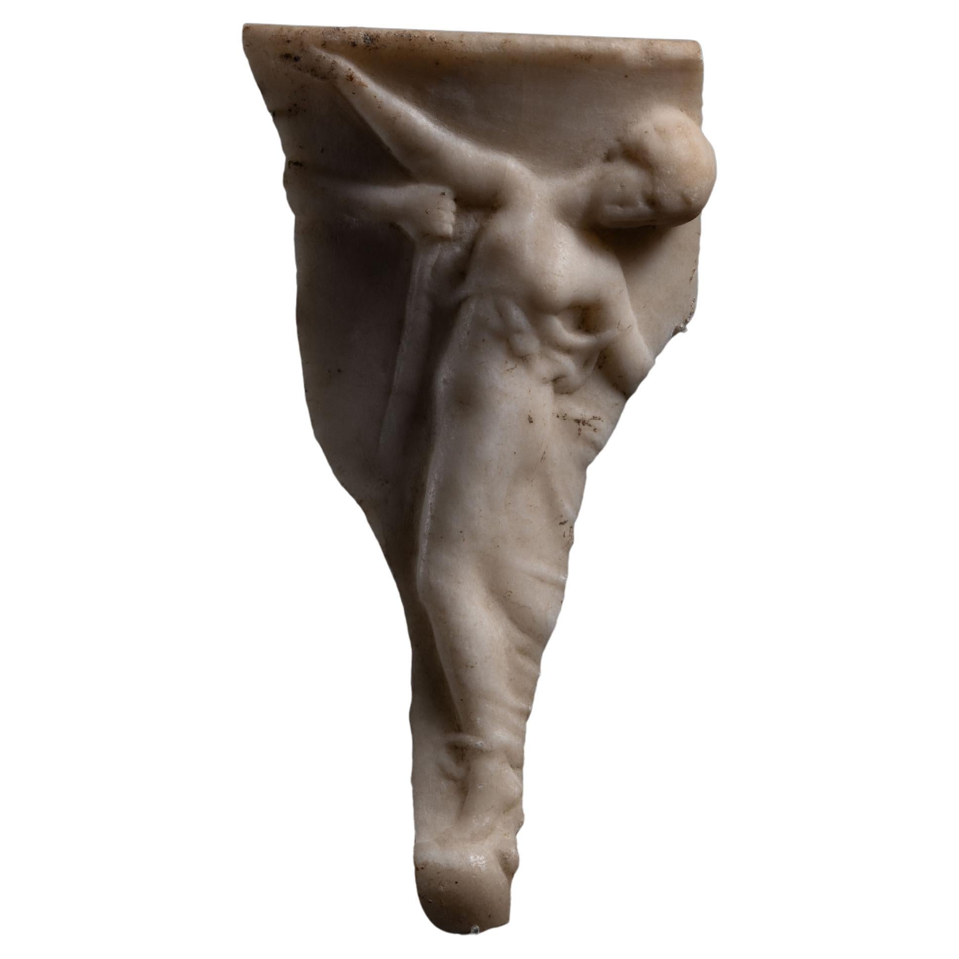 Roman Marble Vessel Fragment with a Dancing Woman, a Maenad For Sale