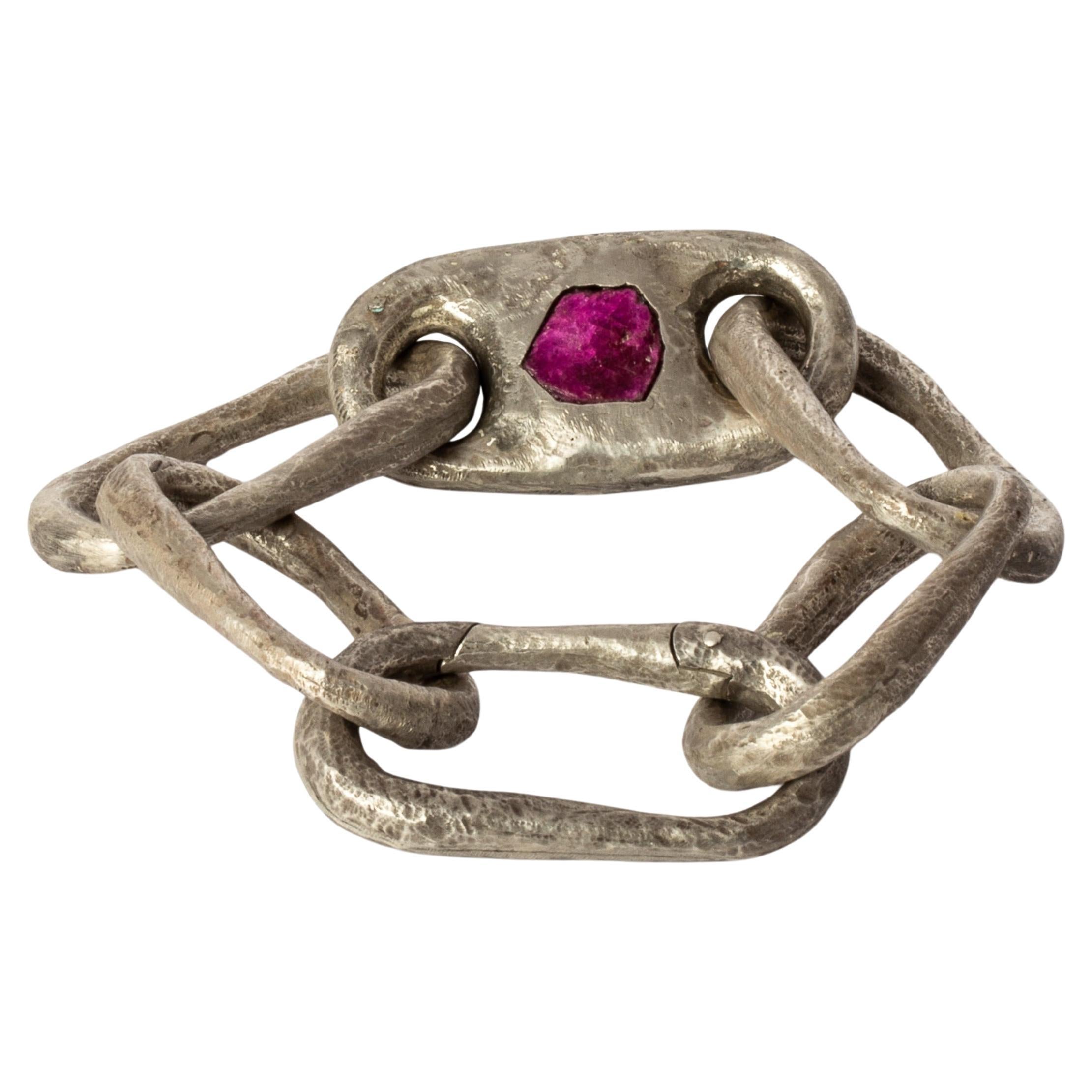 Roman Medium Link Bracelet w/ Medium Closed Link (Ruby Slab, DA+RUS) For Sale