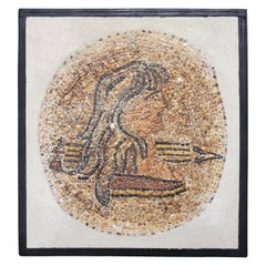 Antique Roman Micro-Mosaic Portrait of a Warrior Woman in Concrete